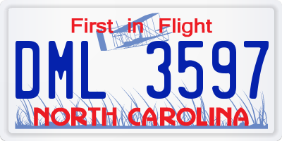 NC license plate DML3597