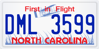 NC license plate DML3599