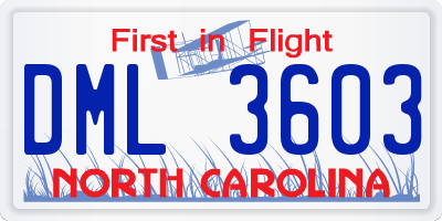 NC license plate DML3603