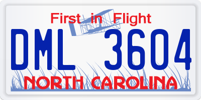 NC license plate DML3604