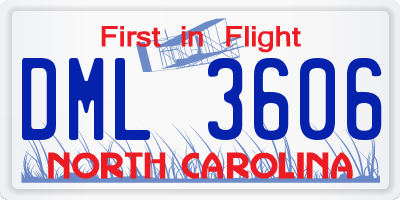 NC license plate DML3606