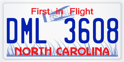 NC license plate DML3608