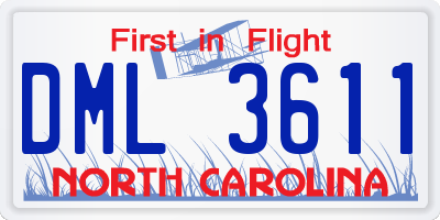NC license plate DML3611