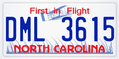 NC license plate DML3615