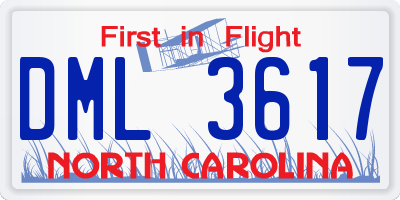 NC license plate DML3617