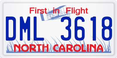 NC license plate DML3618
