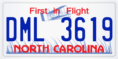NC license plate DML3619