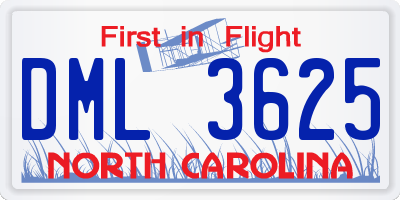 NC license plate DML3625