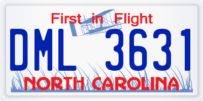 NC license plate DML3631