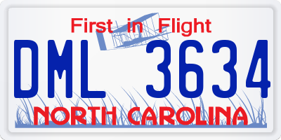 NC license plate DML3634