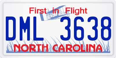 NC license plate DML3638
