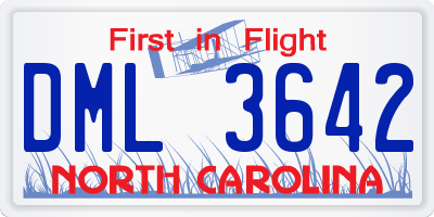 NC license plate DML3642