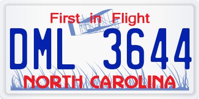 NC license plate DML3644