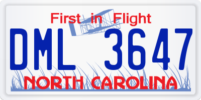NC license plate DML3647