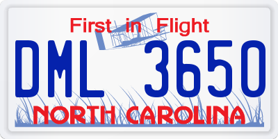 NC license plate DML3650