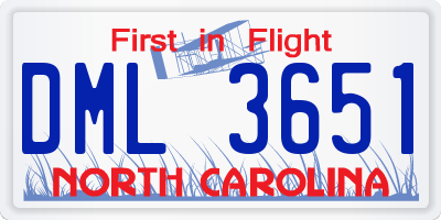 NC license plate DML3651