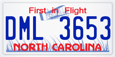 NC license plate DML3653