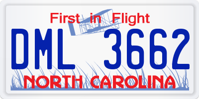 NC license plate DML3662