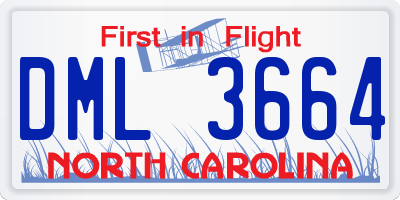 NC license plate DML3664