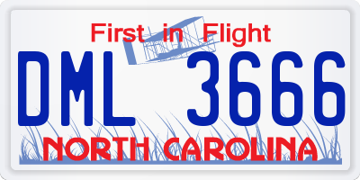 NC license plate DML3666