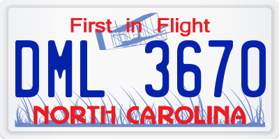 NC license plate DML3670