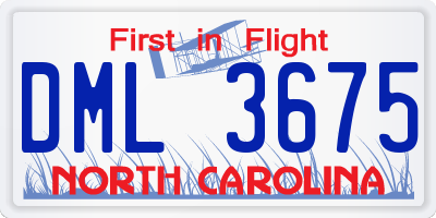 NC license plate DML3675