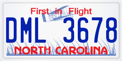 NC license plate DML3678