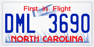 NC license plate DML3690