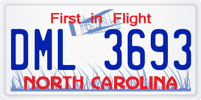 NC license plate DML3693