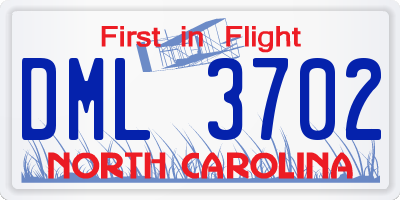 NC license plate DML3702