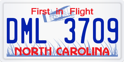 NC license plate DML3709