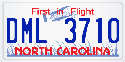 NC license plate DML3710