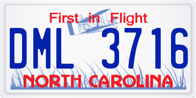 NC license plate DML3716