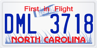 NC license plate DML3718