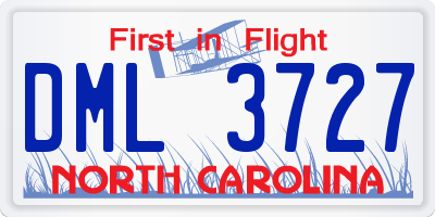 NC license plate DML3727