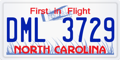NC license plate DML3729