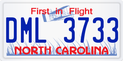 NC license plate DML3733