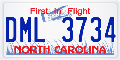 NC license plate DML3734