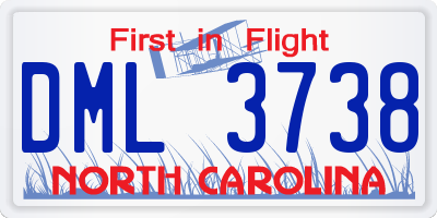 NC license plate DML3738