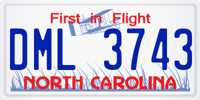 NC license plate DML3743