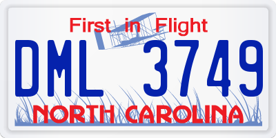 NC license plate DML3749