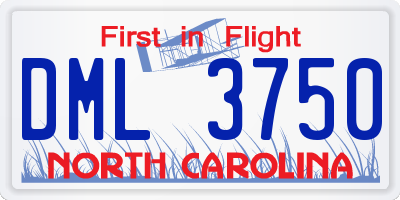 NC license plate DML3750