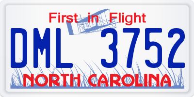 NC license plate DML3752