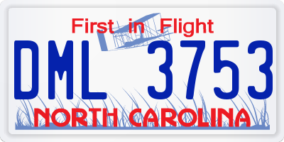 NC license plate DML3753