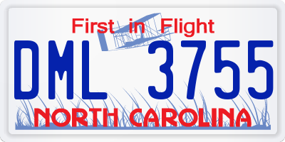 NC license plate DML3755