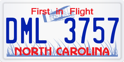 NC license plate DML3757
