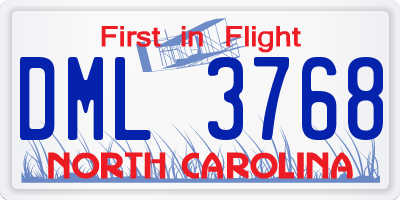 NC license plate DML3768
