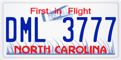 NC license plate DML3777