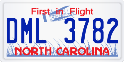 NC license plate DML3782
