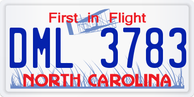 NC license plate DML3783